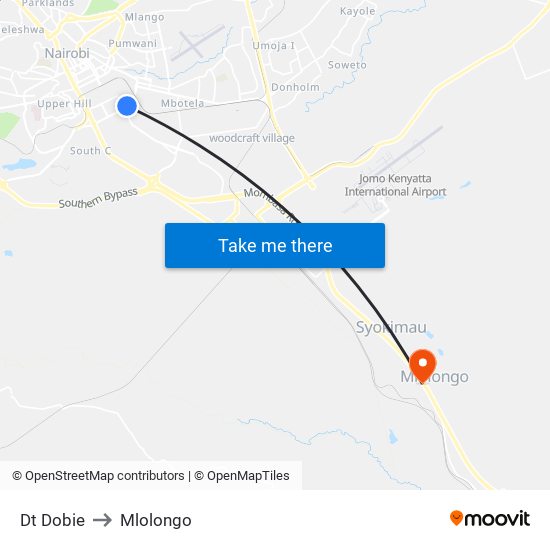 Dt Dobie to Mlolongo map