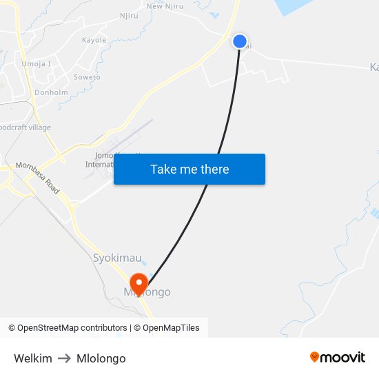 Welkim to Mlolongo map