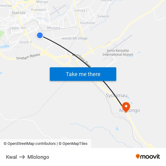 Kwal to Mlolongo map