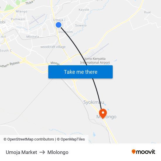 Umoja Market to Mlolongo map