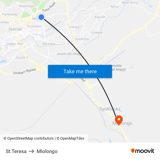 St.Teresa to Mlolongo map