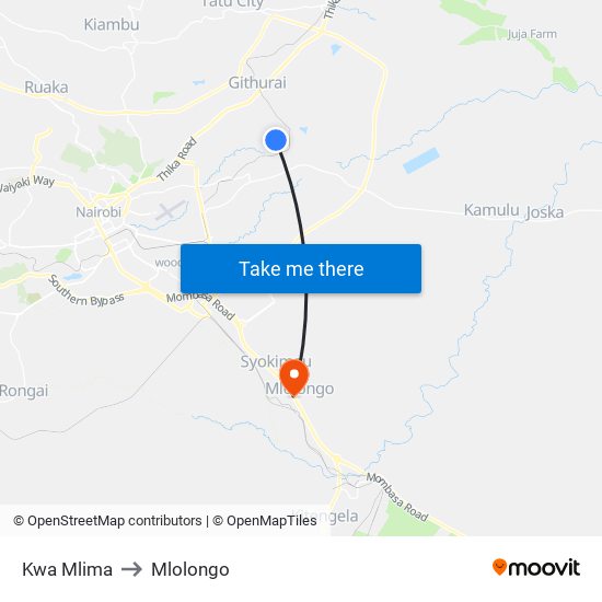 Kwa Mlima to Mlolongo map