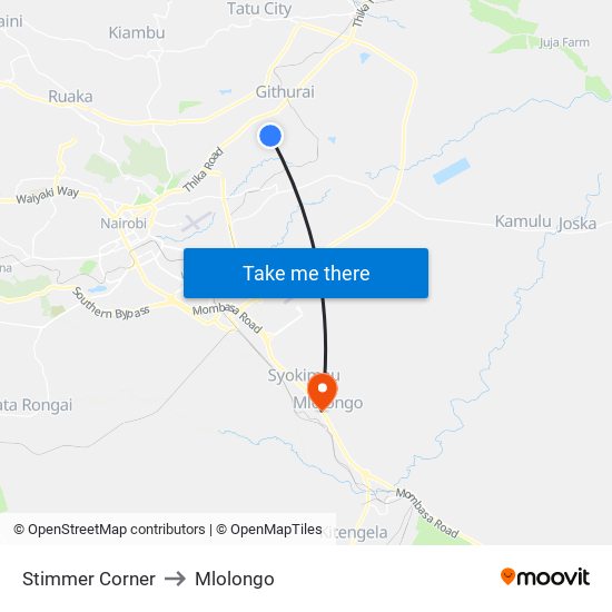 Stimmer Corner to Mlolongo map