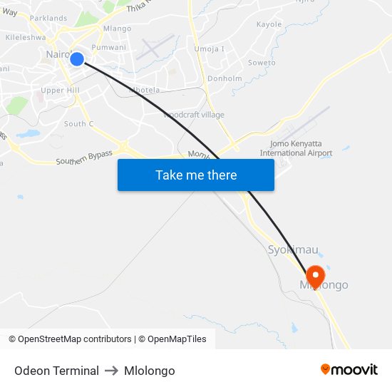Odeon Terminal to Mlolongo map