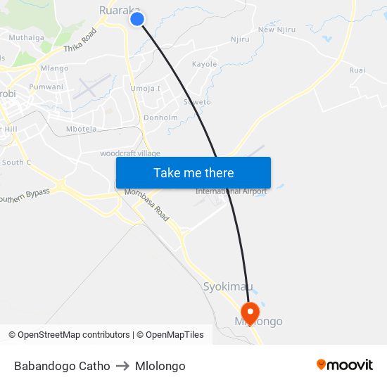 Babandogo Catho to Mlolongo map