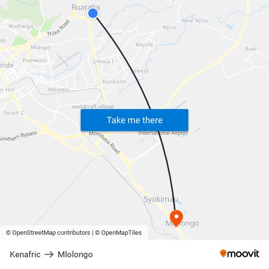 Kenafric to Mlolongo map