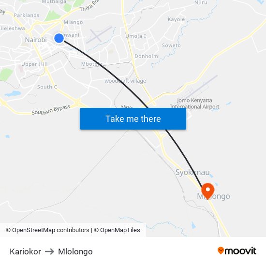 Kariokor to Mlolongo map
