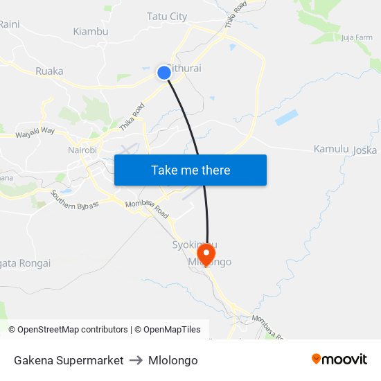 Gakena Supermarket to Mlolongo map