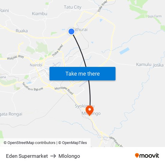 Eden Supermarket to Mlolongo map