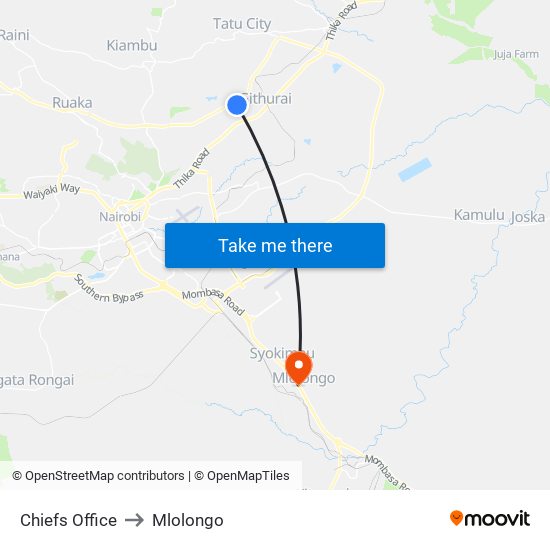 Chiefs Office to Mlolongo map