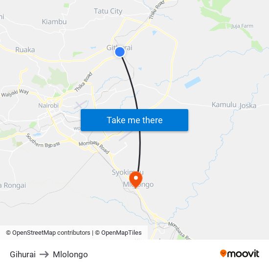 Gihurai to Mlolongo map