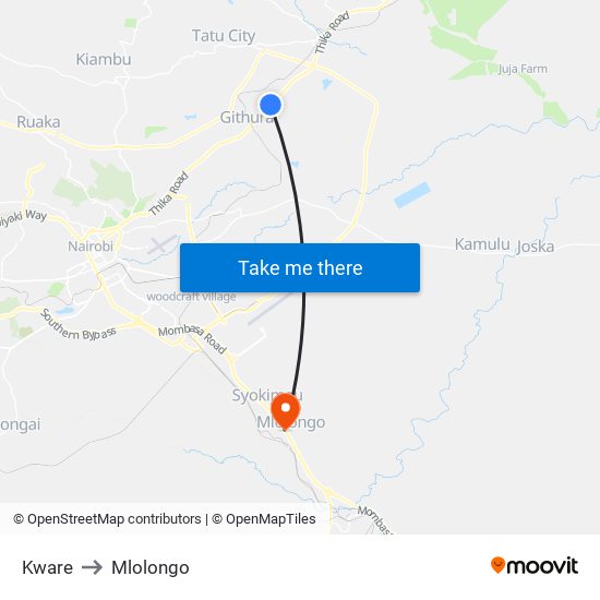 Kware to Mlolongo map