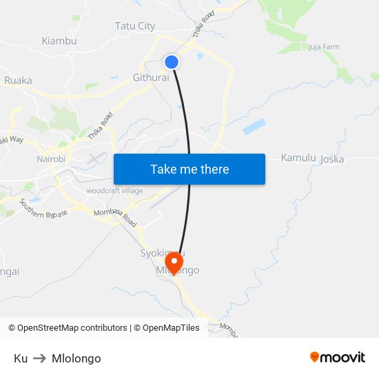 Ku to Mlolongo map