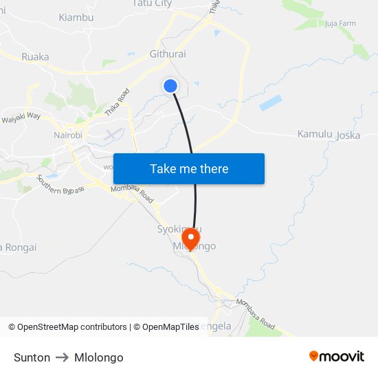 Sunton to Mlolongo map