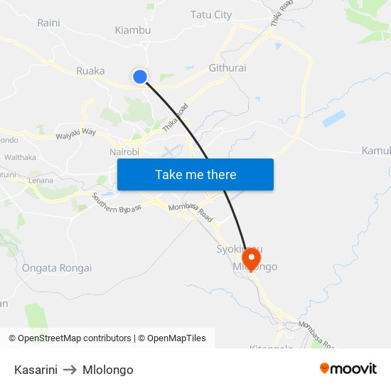 Kasarini to Mlolongo map