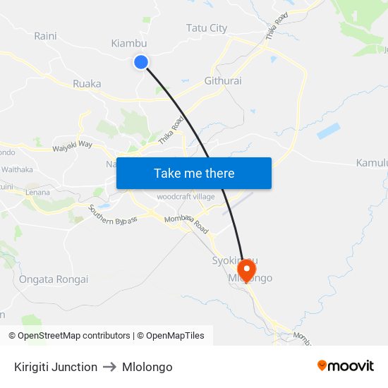 Kirigiti Junction to Mlolongo map