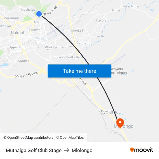 Muthaiga Golf Club Stage to Mlolongo map