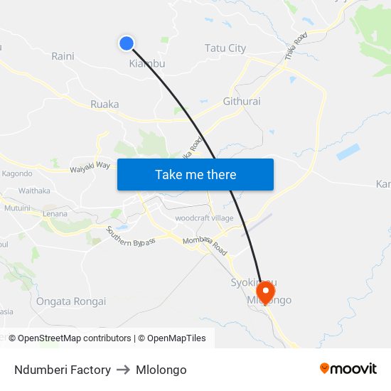 Ndumberi Factory to Mlolongo map