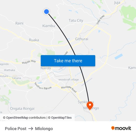 Police Post to Mlolongo map