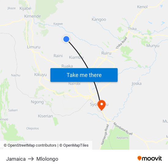 Jamaica to Mlolongo map