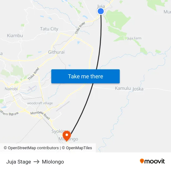 Juja Stage to Mlolongo map