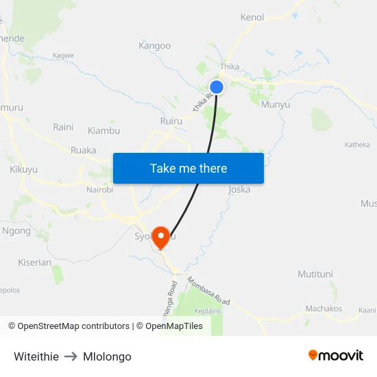 Witeithie to Mlolongo map