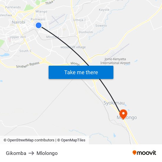 Gikomba to Mlolongo map