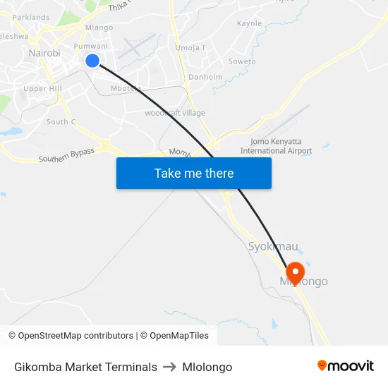 Gikomba Market Terminals to Mlolongo map
