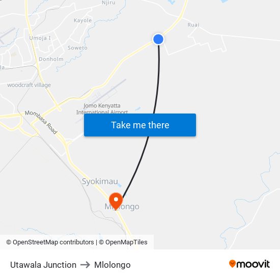 Utawala Junction to Mlolongo map