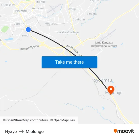 Nyayo to Mlolongo map