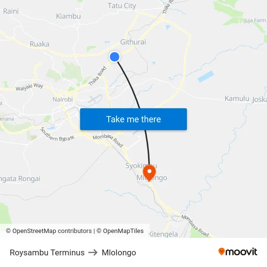Roysambu Terminus to Mlolongo map
