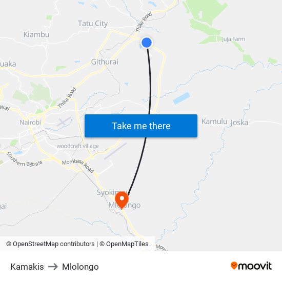 Kamakis to Mlolongo map