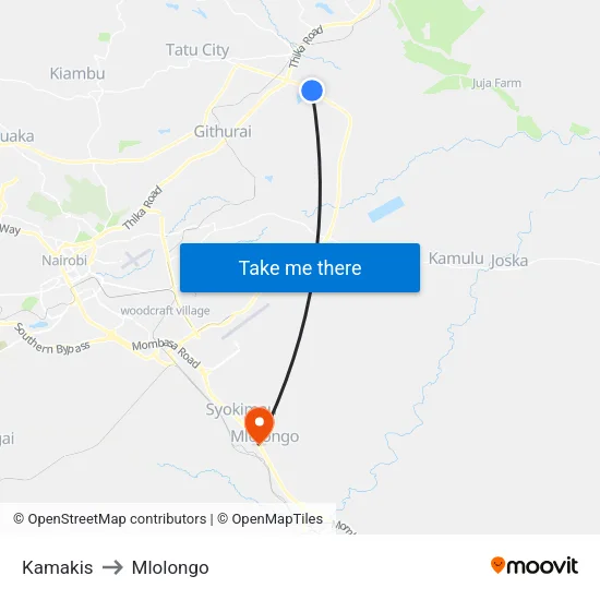 Kamakis to Mlolongo map