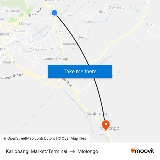 Kariobangi Market/Terminal to Mlolongo map