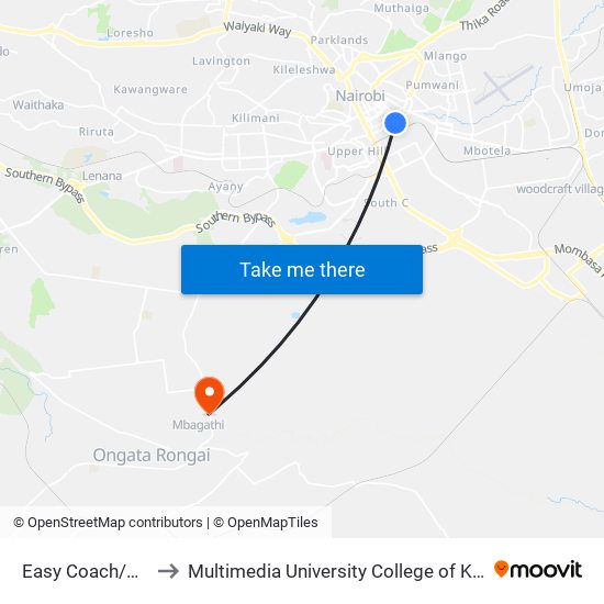 Easy Coach/Uchumi to Multimedia University College of Kenya (KCCT) map