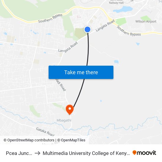 Pcea Junction to Multimedia University College of Kenya (KCCT) map