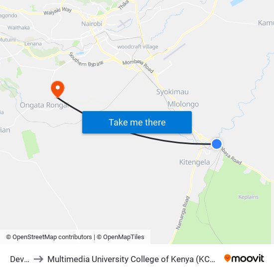 Devki to Multimedia University College of Kenya (KCCT) map