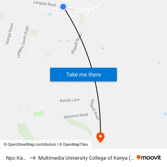 Npc Karen to Multimedia University College of Kenya (KCCT) map