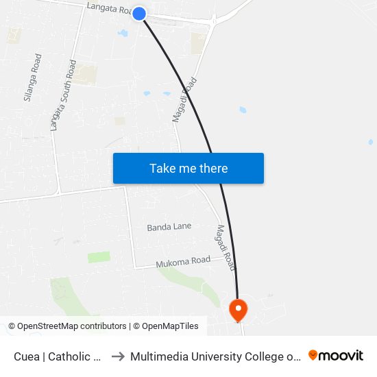 Cuea | Catholic University to Multimedia University College of Kenya (KCCT) map