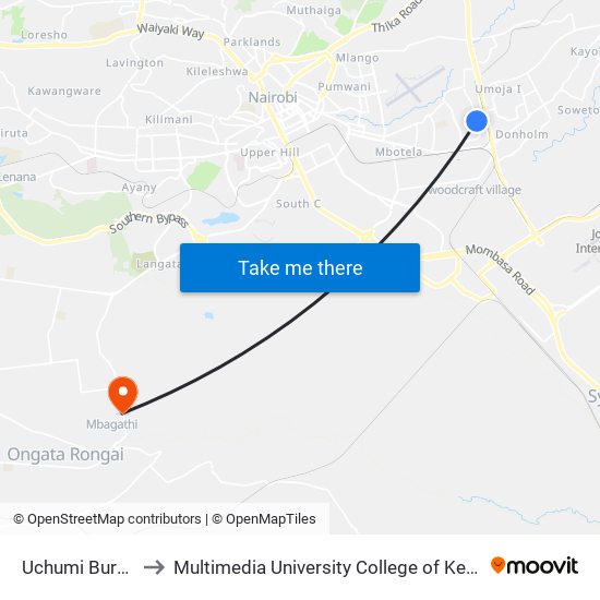 Uchumi Buruburu to Multimedia University College of Kenya (KCCT) map