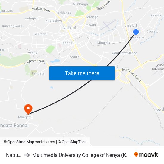Nabuto to Multimedia University College of Kenya (KCCT) map