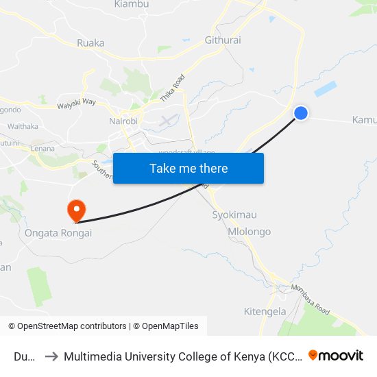 Dune to Multimedia University College of Kenya (KCCT) map