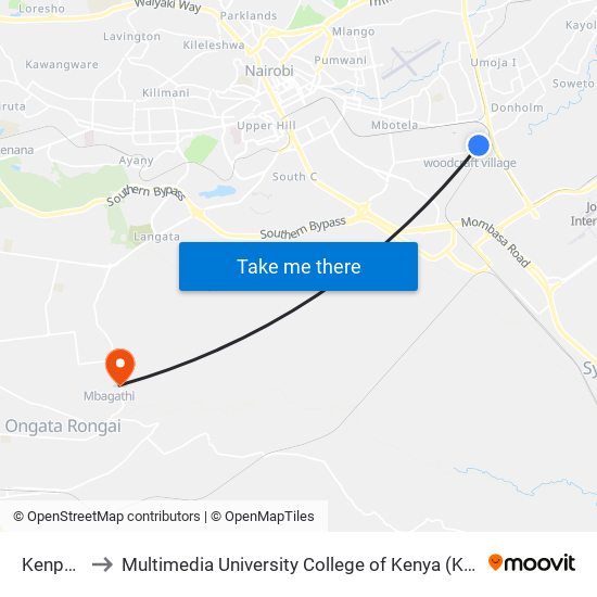 Kenpoly to Multimedia University College of Kenya (KCCT) map