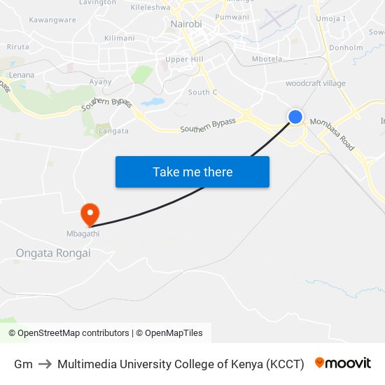 Gm to Multimedia University College of Kenya (KCCT) map