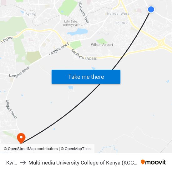 Kwal to Multimedia University College of Kenya (KCCT) map