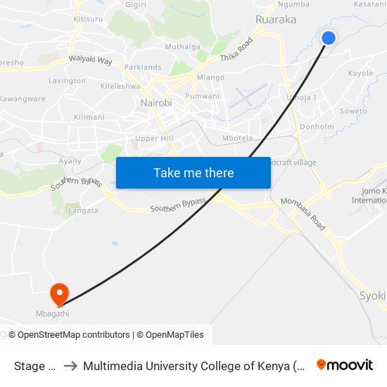 Stage 41 to Multimedia University College of Kenya (KCCT) map
