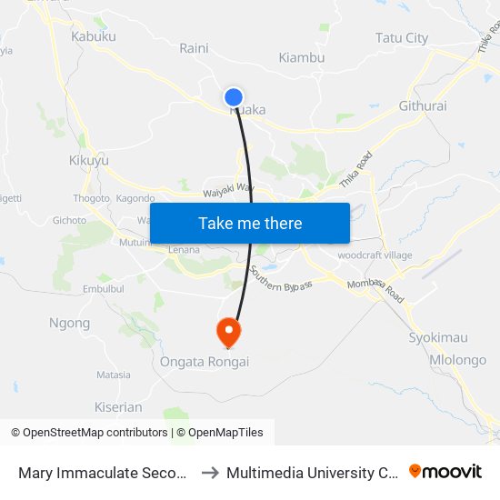 Mary Immaculate Secondary School/Muchatha to Multimedia University College of Kenya (KCCT) map