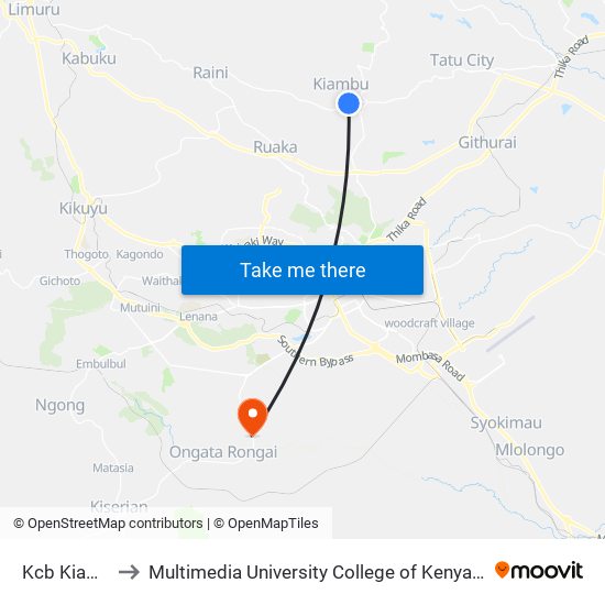 Kcb Kiambu to Multimedia University College of Kenya (KCCT) map