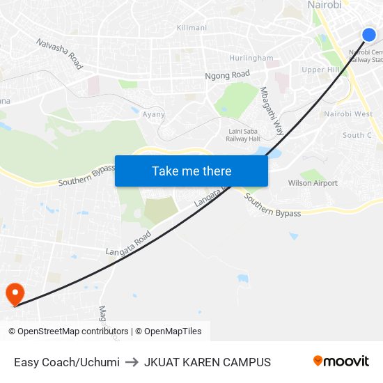 Easy Coach/Uchumi to JKUAT KAREN CAMPUS map