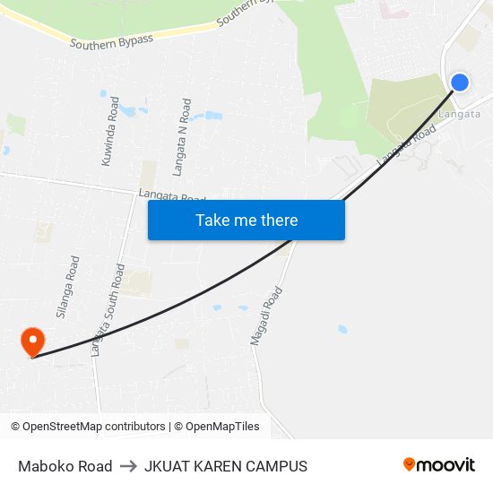 Maboko Road to JKUAT KAREN CAMPUS map